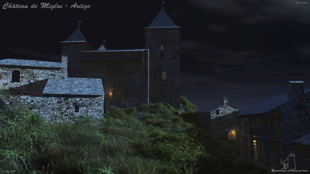 Hypothèse de reconstruction château de Miglos par Laurent Chanal - © Reconstruction 3D châteaux en ruines