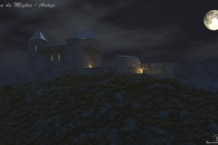 Hypothèse de reconstruction château de Miglos par Laurent Chanal - © Reconstruction 3D châteaux en ruines