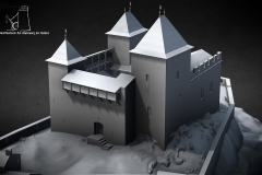 Hypothèse de reconstruction château de Miglos par Laurent Chanal - © Reconstruction 3D châteaux en ruines